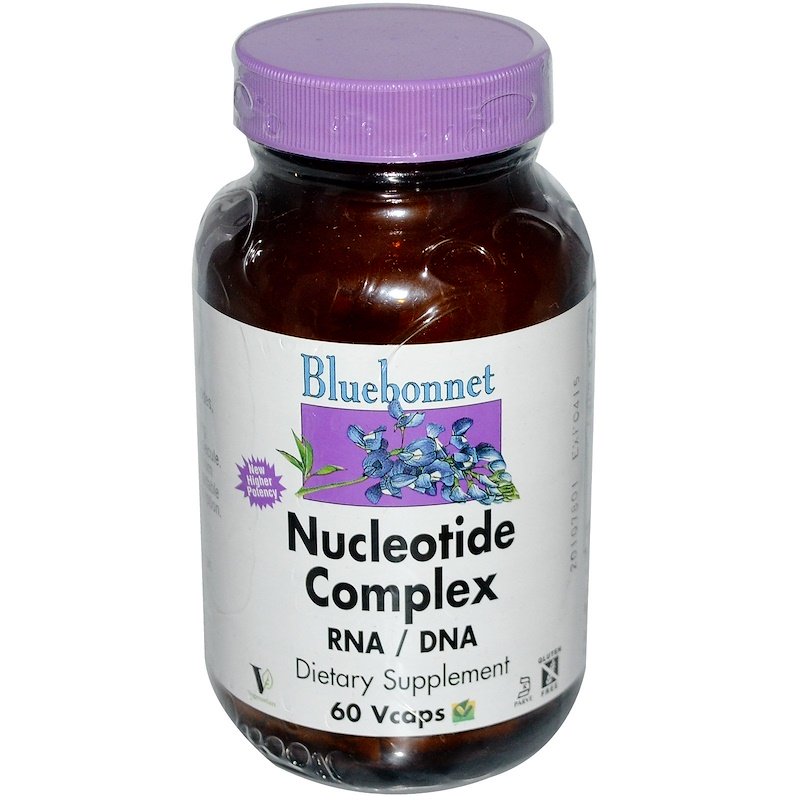 Nutrição Bluebonnet, complexo de nucleotídeos, rna/dna, 60 cápsulas vegetais