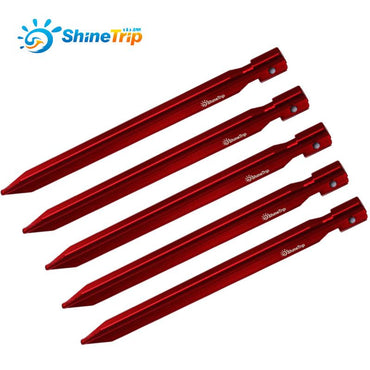 Shine trip 5pcs Outdoor Camping Aluminu alloy tent pegs  camping tent pegs 25cm triangular Enhanced Sandy beach