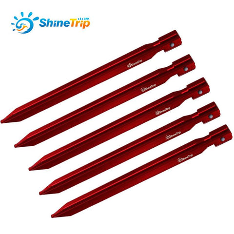 Shine trip 5pcs Outdoor Camping Aluminu alloy tent pegs  camping tent pegs 25cm triangular Enhanced Sandy beach