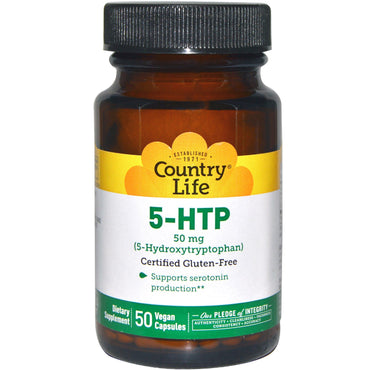 Country Life, 5-HTP, 50 mg, 50 veganske kapsler