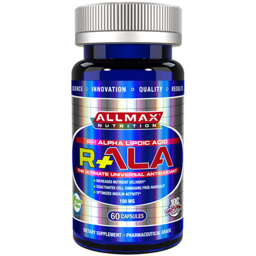 ALLMAX Nutrition, Ácido Alfa Lipóico R+ (Ácido R- Alfa Lipóico de Força Máxima), 150 mg, 60 Cápsulas Vegetais