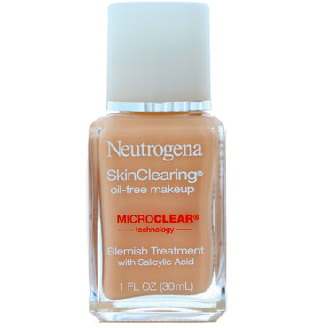 न्यूट्रोजेना, त्वचा साफ़ करने वाला तेल-मुक्त मेकअप, क्लासिक आइवरी 10, 1 फ़्लूड आउंस (30 मिली)