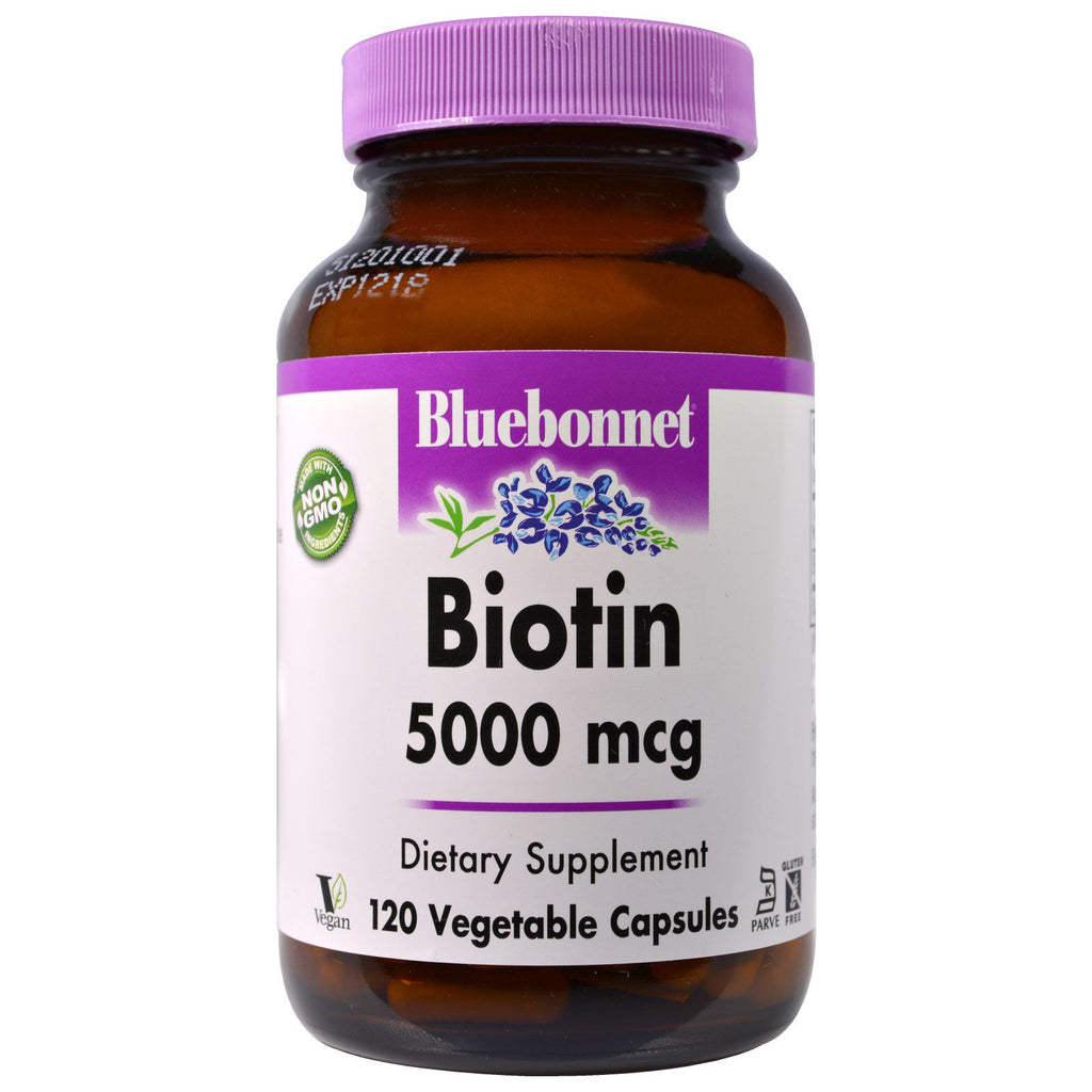 Bluebonnet Nutrition, ไบโอติน, 5,000 mcg, 120 แคปผัก