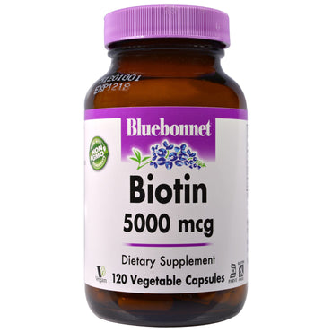 Bluebonnet Nutrition, 비오틴, 5,000mcg, 식물성 캡슐 120정