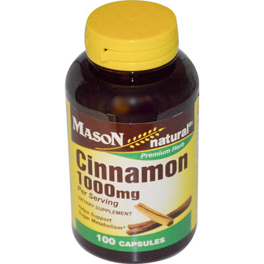 Mason Natural, Cannelle, 1000 mg, 100 Gélules