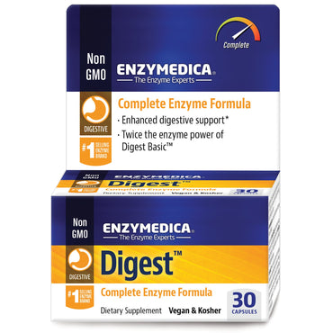 Enzymedica, digerido, fórmula enzimática completa, 30 cápsulas