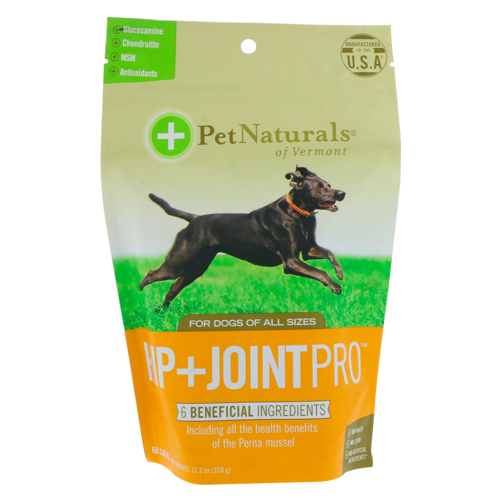 Pet Naturals of Vermont, Hip + Joint Pro, Para Cães, 60 Mastigáveis, 318 g (11,2 oz)