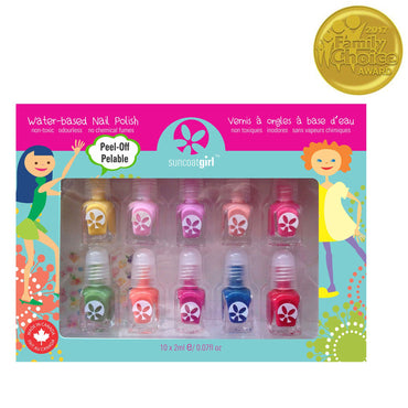 Suncoat girl kit esmaltes de uñas al agua paleta fiesta 10 piezas