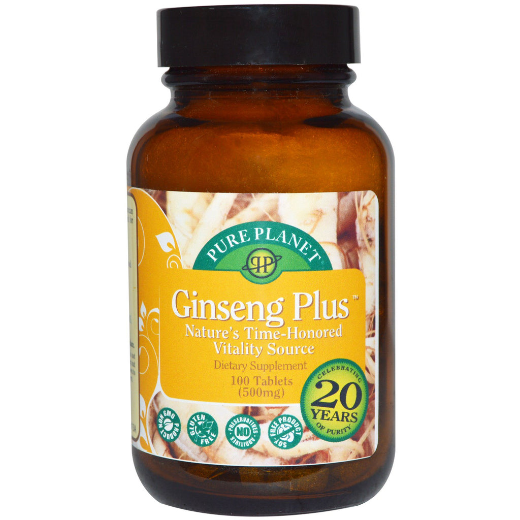 Pure Planet, Ginseng Plus, 500 mg, 100 tabletter