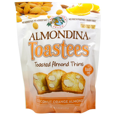 Almondina, Toastees, geröstete Mandelscheiben, Kokos-Orangen-Mandeln, 5,25 oz (149 g)