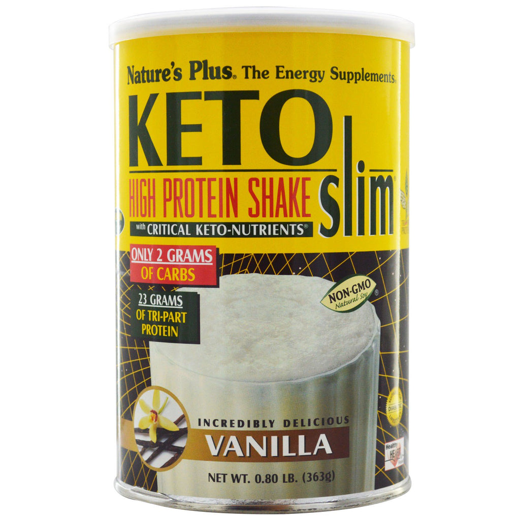 Nature's Plus, Keto Slim, โปรตีนเชคสูง, วานิลลา, 0.80 ปอนด์ (363 กรัม)
