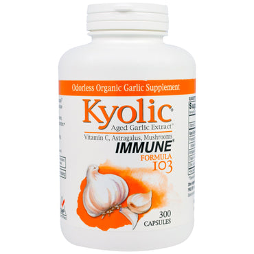 Wakunaga - kyolic, oud knoflookextract, immuun, formule 103, 300 capsules
