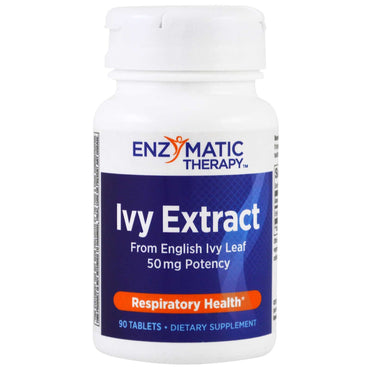 Terapia enzimática, extracto de hiedra, salud respiratoria, 50 mg, 90 tabletas