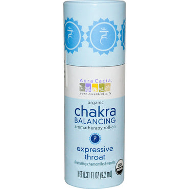 Aura Cacia, Roll-on de aromaterapia para equilibrar los chakras, Garganta expresiva, 9,2 ml (0,31 oz. líq.)