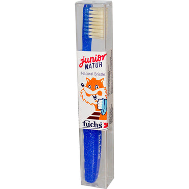 Fuchs børster, junior natur, tannbørste med naturlig bust, medium for barn, 1 tannbørste