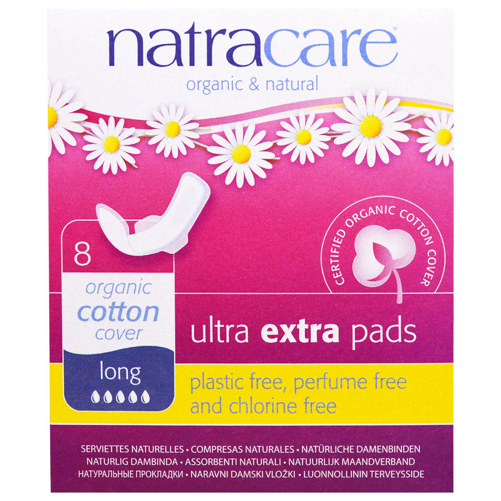 Natracare, & naturlige ultra ekstra pads, lange, 8 pads