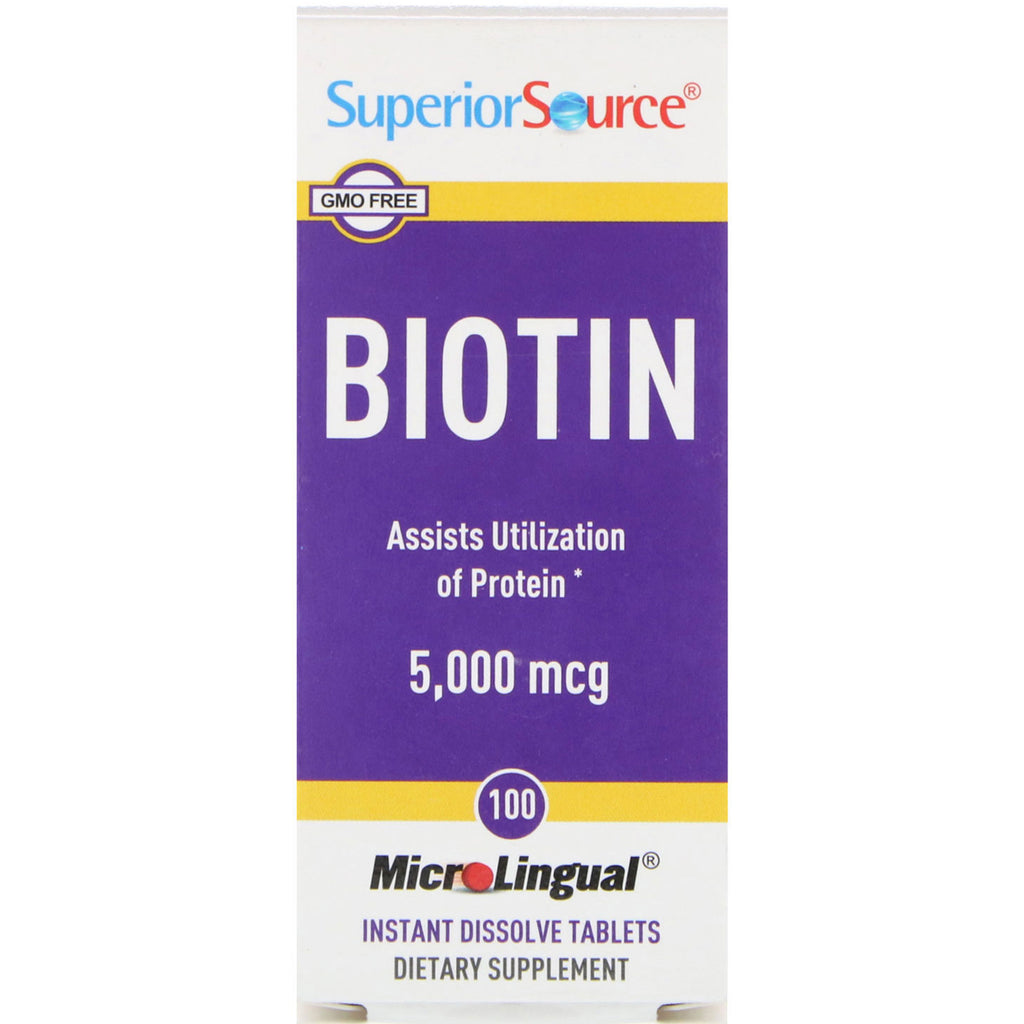 Superior Source, Biotina, 5000 mcg, 100 Comprimidos de Dissolução Instantânea MicroLingual