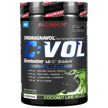 ALLMAX Nutrition, C:VOL, professionel kreatin + taurin + L-carnitinkompleks, kokoslimemojito, 13,2 oz (375 g)