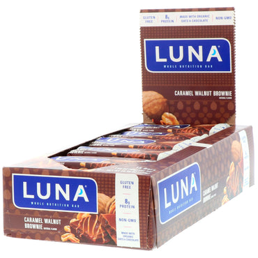 Clif Bar Luna Barre nutritionnelle entière pour femme Brownie au caramel et aux noix 15 barres de 1,69 oz (48 g) chacune