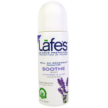 Lafe's Natural Body Care, Acalma, Desodorante Roll On, Lavanda e Aloe vera, 73 ml (2,5 fl oz)