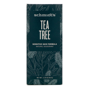 Schmidts naturlige deodorant, formel for sensitiv hud, Tea Tree, 3,25 oz (92 g)