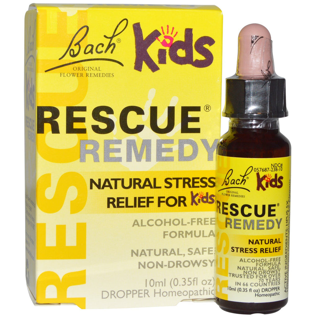 Bach, originale blomstermidler, redningsmiddel, naturlig stressavlastning for barn, 0,35 fl oz (10 ml)
