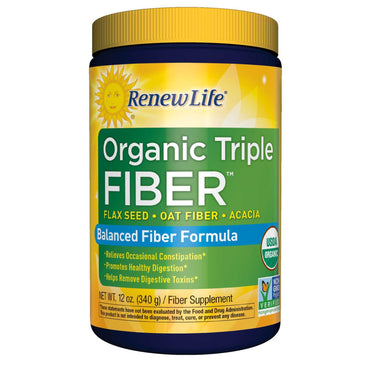 Renew Life, Triple Fibra, Fórmula equilibrada de fibra, 12 oz (340 g)
