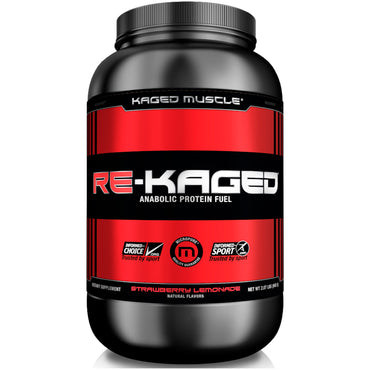 Kagged Muscle, Re-Kagged, combustible de proteína anabólica, limonada de fresa, 940 g (2,07 lb)