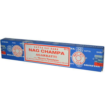 Sai Baba, Satya, Nag Champa Agarbatti wierook, 10 stokjes, (15 g)