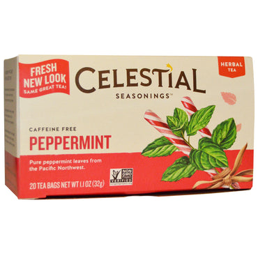 Celestial Seasonings, Herbata ziołowa, Mięta pieprzowa, Bez kofeiny, 20 torebek z herbatą, 1,1 uncji (32 g)