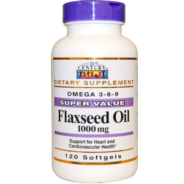 21st Century, Flaxseed Oil, 1000 mg, 120 Softgels