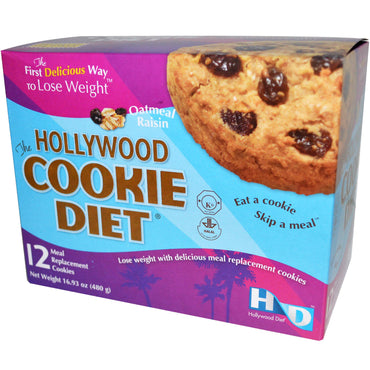 Hollywood Diet, The Hollywood Cookie Diet, flocons d'avoine et raisins secs, 12 biscuits substituts de repas