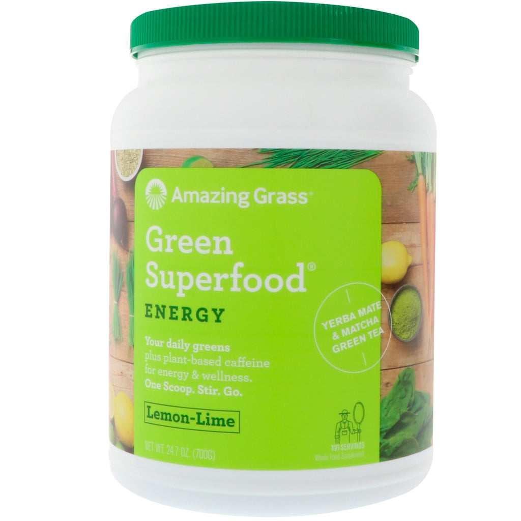 Amazing Grass, グリーン スーパーフード、エネルギー、レモン ライム、24.7 オンス (700 g)