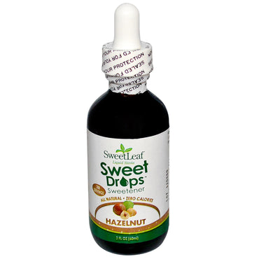Wisdom Natural, SweetLeaf, flydende stevia, søde dråber, hasselnød, 2 fl oz (60 ml)