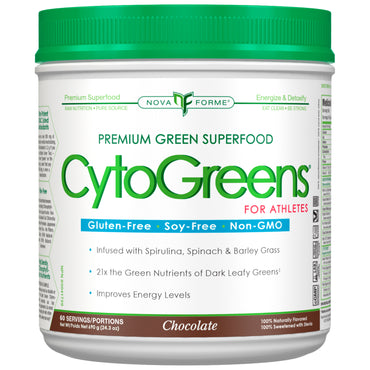 NovaForme, CytoGreens, superaliment vert de qualité supérieure pour athlètes, chocolat, 24,3 oz (690 g)