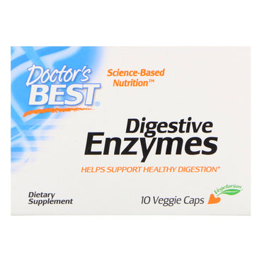 Doctor's Best, enzimas digestivas, 10 cápsulas vegetales
