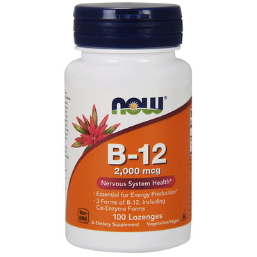 Now Foods, B-12, 2.000 mcg, 100 sugetabletter