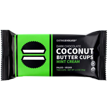 Eating Evolved, Dark Chocolate, Coconut Butter Cups, Mint Cream, Two Cups, 1.5 oz (42 g)