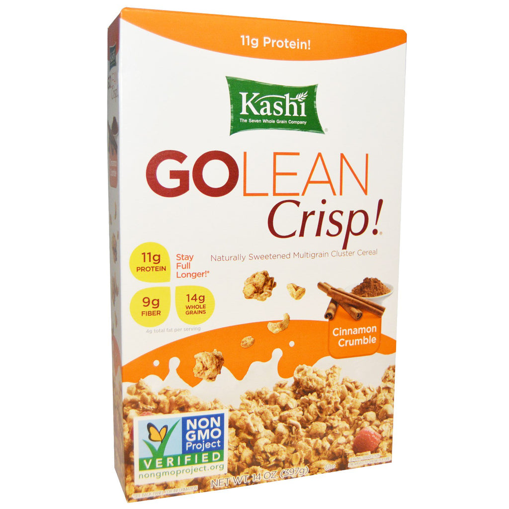 Kashi, GoLean Crisp, cereali multicereali a grappolo zuccherati naturalmente, crumble alla cannella, 14 once (397 g)