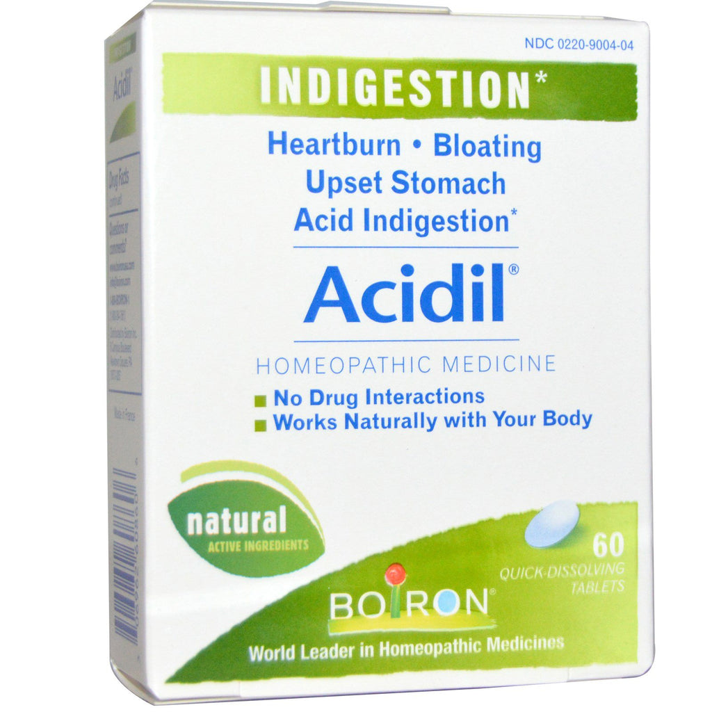 Boiron, acidil, fordøyelsesbesvær, 60 hurtigoppløselige tabletter