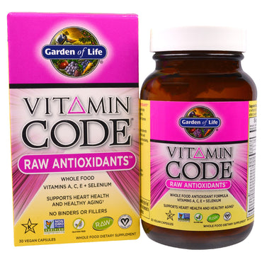 Garden of Life, Código de Vitaminas, Antioxidantes Crus, 30 Cápsulas Vegetais