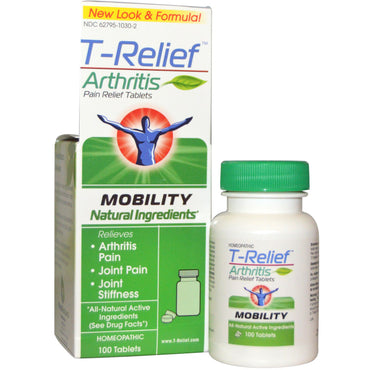 Medinatura, t-relief, comprimidos para alívio da dor da artrite, 100 comprimidos