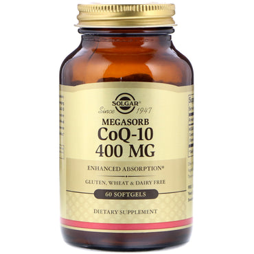 Solgar, CoQ-10, Megasorb, 400 mg, 60 gélules