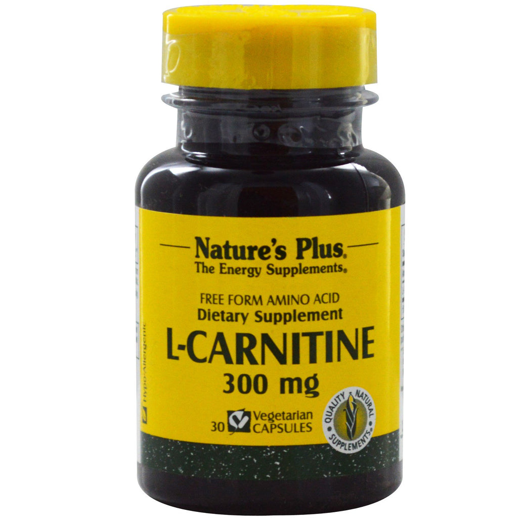 Nature's Plus, L-carnitină, 300 mg, 30 capsule vegetale