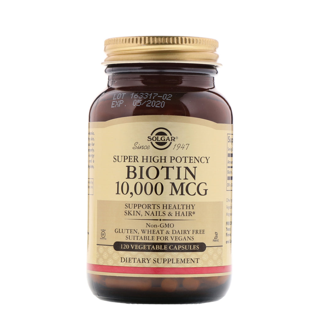 Solgar, Biotin, Super High Potency, 10 000 mcg, 120 grønnsakskapsler