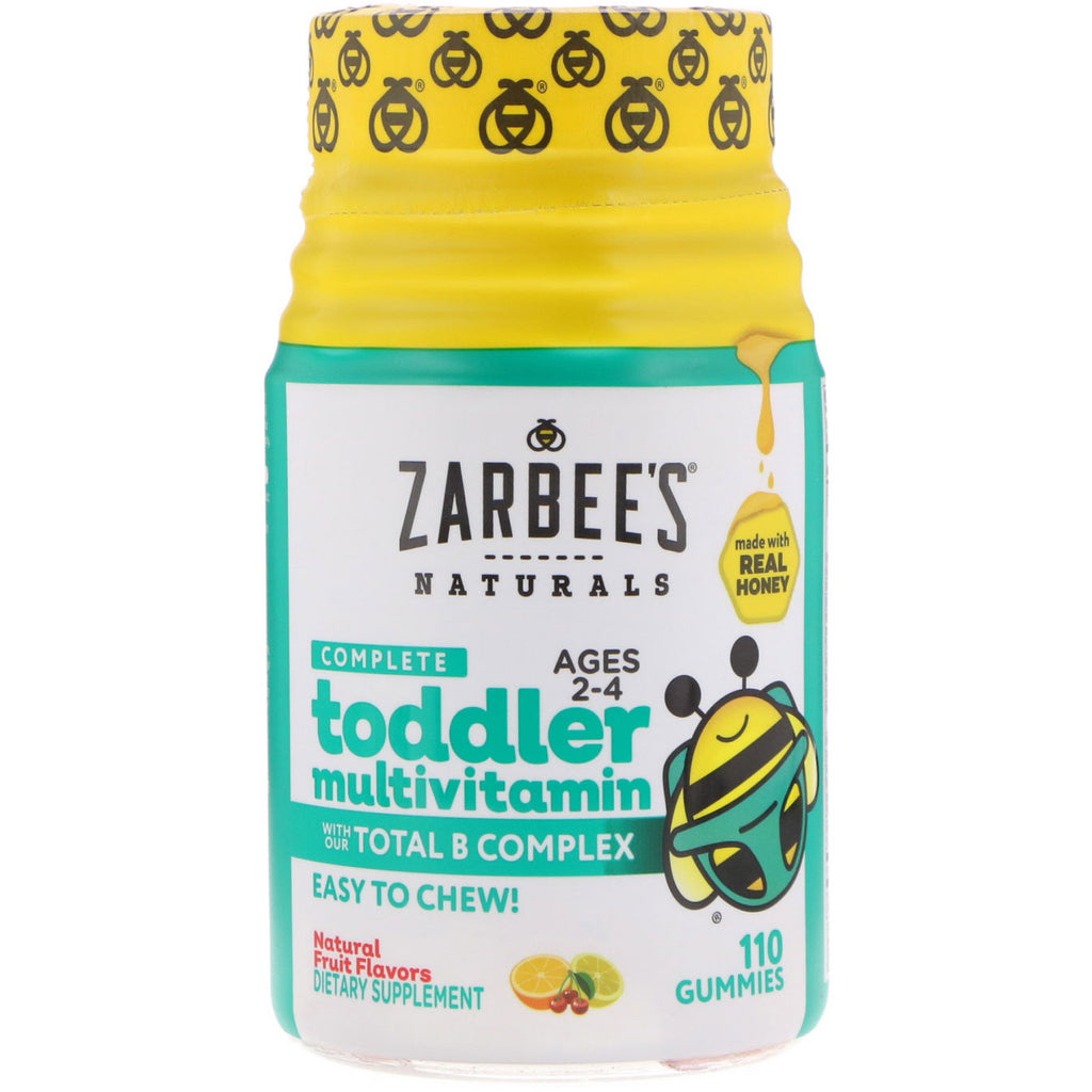 Zarbee's, komplet multivitamin til småbørn, naturlige frugtsmag, 110 gummier