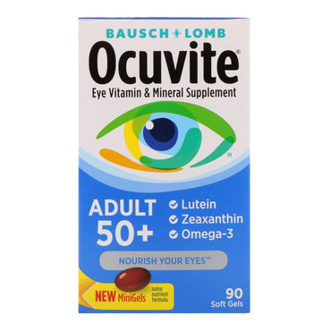 Bausch & lomb, supliment de vitamine și minerale pentru ochi, adult 50+, 90 de geluri moi