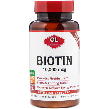 Olympian Labs Inc., Biotin, 10,000 mcg, 60 Tablets