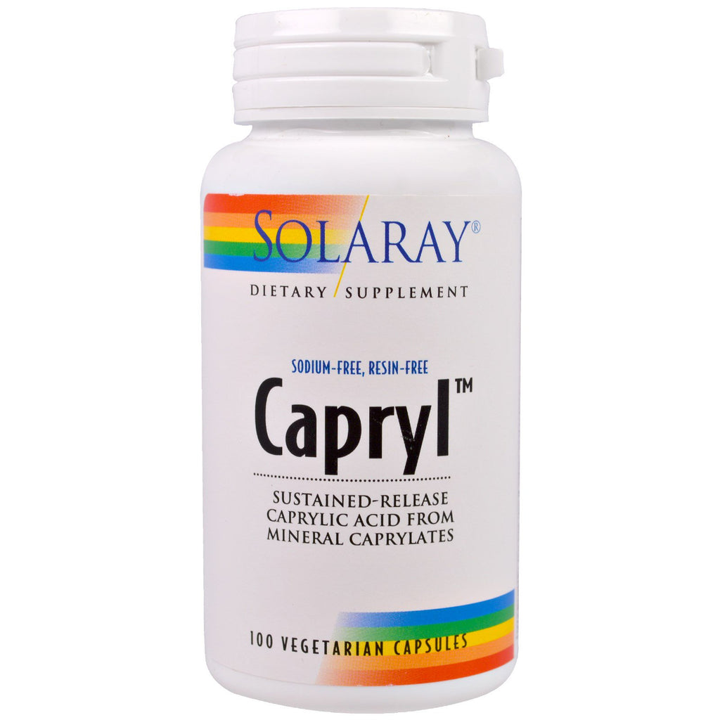 Solaray, capryl, fördröjd frisättning, 100 vegokapslar