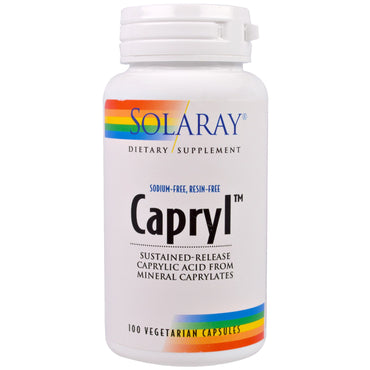 Solaray, capryl, liberación sostenida, 100 cápsulas vegetales